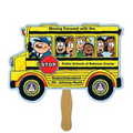 Bus Stock Shape Fan w/ Wooden Stick
